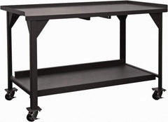 Durham - 60 Wide x 30" Deep x 39-1/2" High, Steel Workbench - Fixed Legs, Gray - USA Tool & Supply