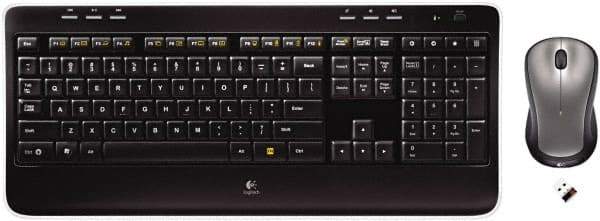 Logitech - Black Keyboard/Mouse - Use with Windows XP, Vista, 7, 8 - USA Tool & Supply