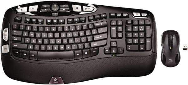 Logitech - Black Keyboard/Mouse - Use with Windows XP, Vista, 7, 8 - USA Tool & Supply