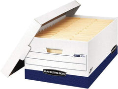 BANKERS BOX - 1 Compartment, 16" Wide x 10-3/8" High x 7-21/64" Deep, Storage Box - Corrugated Cardboard, White/Blue - USA Tool & Supply