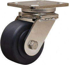 Hamilton - 4" Diam x 2" Wide x 5-5/8" OAH Top Plate Mount Swivel Caster - Nylon, 1,600 Lb Capacity, Stainless Steel Double Shielded Precision Ball Bearing, 4 x 5" Plate - USA Tool & Supply