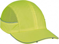 Ergodyne - Nylon Bump Cap with LED Lights - Adjustable Locking Strap, Vented, Lime - USA Tool & Supply