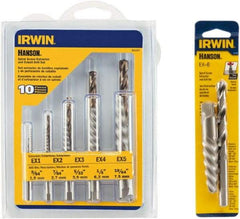 Irwin Hanson - 12 Piece Spiral Flute Screw Extractor & Drill Set - Screw Range 3/16 to 3/4, 5/8 to 7/8" - USA Tool & Supply