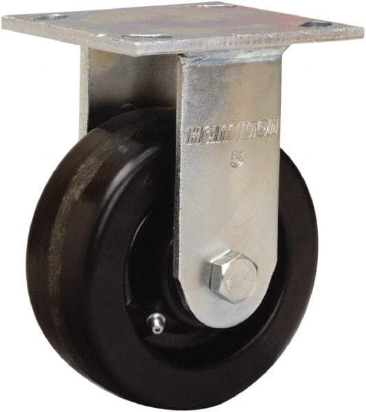 Hamilton - 5" Diam x 2" Wide x 7" OAH Top Plate Mount Rigid Caster - Phenolic, 1,000 Lb Capacity, Straight Roller Bearing, 4 x 4-1/2" Plate - USA Tool & Supply