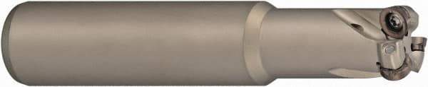 Sumitomo - 1-1/2" Cutting Diam, 1-1/4" Shank Diam, 6mm Max Depth of Cut, Weldon Flat Indexable Copy End Mill - 3 Inserts, RDET12 Insert, RSXF Toolholder - USA Tool & Supply