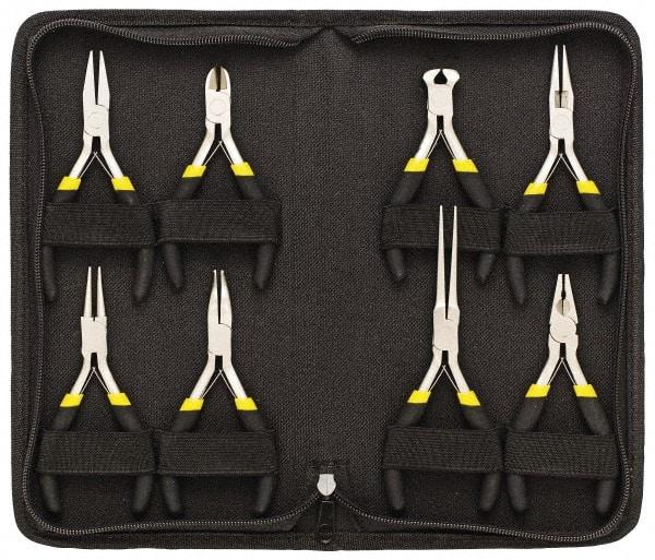 General - 8 Piece Mini Plier Set - Comes in Vinyl Case - USA Tool & Supply