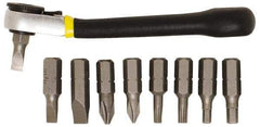 General - 9 Piece, Screwdriver Mini-Ratchet Bit Kit - #1 & #2 Phillips - USA Tool & Supply