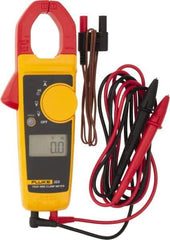 Fluke - 323, CAT IV, CAT III, Digital True RMS Clamp Meter with 1.18" Clamp On Jaws - 600 VAC/VDC, 400 AC Amps, Measures Voltage, Continuity, Current, Resistance - USA Tool & Supply