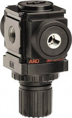ARO/Ingersoll-Rand - 1/4 NPT Port, 59 CFM, Aluminum Miniature Regulator - 0 to 140 psi Range, 250 Max psi Supply Pressure, 1/8" Gauge Port Thread, 2.913" Wide x 3-9/16" High - USA Tool & Supply