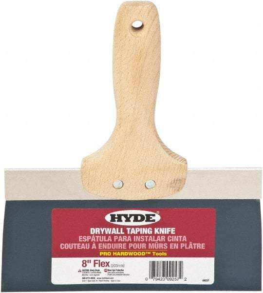 Hyde Tools - 8" Wide Flexible Blade Steel Joint Knife - Flexible, Hardwood Handle - USA Tool & Supply