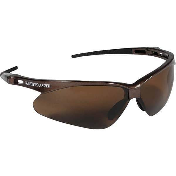 Jackson Safety - Brown Lenses, Framed Polarized Glasses - Scratch Resistant, Brown Frame, Size Universal, Wrap Around - USA Tool & Supply