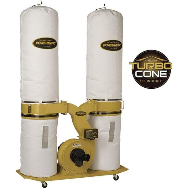 Jet - 230 Volt Dust Collector - 230 CFM Air Flow, 11.31" Static Pressure Water Level - USA Tool & Supply