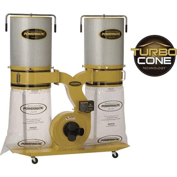 Jet - 230/460 Volt Dust Collector - 236 CFM Air Flow, 11.31" Static Pressure Water Level - USA Tool & Supply