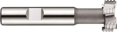 DORMER - 32mm Cut Diam, 14mm Cut Width, 0.5906" Neck Diam, 0.6299" Shank Diam, Cobalt T-Slot Cutter - Uncoated, 18mm Bolt, Staggered Teeth, 8 Teeth, Weldon Flat - USA Tool & Supply