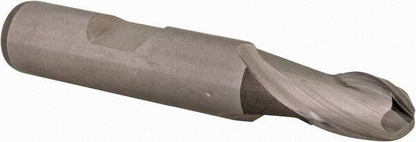 DORMER - 8mm Diam, 11mm LOC, 2 Flute Cobalt Ball End Mill - Uncoated, Single End, 61mm OAL, 10mm Shank Diam, Spiral Flute - USA Tool & Supply