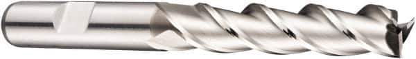 DORMER - 3 Flute Powdered Metal Roughing & Finishing Square End Mill - Uncoated, Weldon Shank, 40° Helix, Centercutting, Extra Long Length - USA Tool & Supply