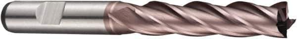 DORMER - 5 Flute Powdered Metal Roughing & Finishing Square End Mill - TiCN Finish, Weldon Shank, 30° Helix, Centercutting, Extra Long Length - USA Tool & Supply