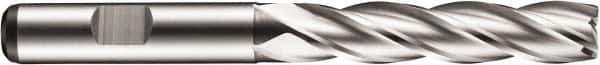 DORMER - 6 Flute Powdered Metal Roughing & Finishing Square End Mill - Uncoated, Weldon Shank, 30° Helix, Centercutting, Extra Long Length - USA Tool & Supply