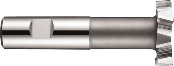 DORMER - 40mm Cut Diam, 10mm Cut Width, 0.7559" Neck Diam, 0.7874" Shank Diam, Cobalt T-Slot Cutter - Uncoated, Staggered Teeth, 8 Teeth, Weldon Flat - USA Tool & Supply