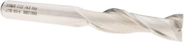 DORMER - 2 Flute Cobalt Roughing & Finishing Square End Mill - Uncoated, Straight Shank, 30° Helix, Centercutting, Extra Long Length - USA Tool & Supply