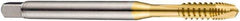 DORMER - M4x0.70 Metric Coarse, 3 Flute, TiN Finish, Cobalt Spiral Point Tap - Plug Chamfer, Right Hand Thread, 63mm OAL, 12mm Thread Length, 4.5mm Shank Diam, 6H Class of Fit, Series E422 - Exact Industrial Supply