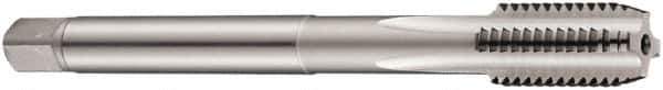 DORMER - 5/16-18 UNC 2B 3 Flute Bright Finish Cobalt Straight Flute Machine Tap - Bottoming, Right Hand Thread, 90mm OAL, 18mm Thread Length, Oversize - Exact Industrial Supply