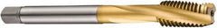DORMER - M18x2.50 Metric Coarse 3 Flute 6H Bottoming Spiral Flute Tap - Cobalt, TiN Finish, 125mm OAL, Right Hand Flute, Right Hand Thread, Series E263 - USA Tool & Supply