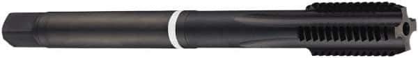 DORMER - M22x2.50 Metric Coarse 6HX 4 Flute Nitride Finish Powdered Metal Straight Flute Machine Tap - Bottoming, Right Hand Thread, 140mm OAL, 34mm Thread Length, Oversize - USA Tool & Supply