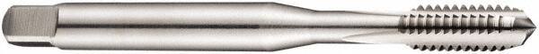 DORMER - M8x1.00 Metric Fine 6H 3 Flute Bright Finish Cobalt Straight Flute Machine Tap - Bottoming, Left Hand Thread, 90mm OAL, 18mm Thread Length, Oversize - USA Tool & Supply