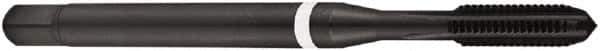 DORMER - M4x0.70 Metric Coarse 6HX 4 Flute Nitride Finish Powdered Metal Straight Flute Machine Tap - Bottoming, Right Hand Thread, 63mm OAL, 12mm Thread Length, Oversize - Exact Industrial Supply