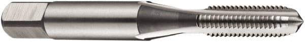 DORMER - M12x1.75 Metric Coarse 6H 4 Flute Bright Finish High Speed Steel Straight Flute Standard Hand Tap - Bottoming, Left Hand Thread, 75mm OAL, 25mm Thread Length, Oversize - Exact Industrial Supply