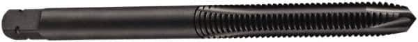DORMER - 3/8-24 UNF, 3 Flute, Oxide Finish, Cobalt Spiral Point Tap - Plug Chamfer, Right Hand Thread, 80mm OAL, 18mm Thread Length, 10mm Shank Diam, 2B Class of Fit, Series E031 - Exact Industrial Supply