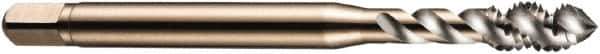 DORMER - M3x0.50 Metric Coarse 3 Flute 6H Bottoming Spiral Flute Tap - Cobalt, Bright Finish, 48mm OAL, Right Hand Flute, Right Hand Thread, Series E002 - Exact Industrial Supply