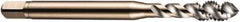 DORMER - M12x1.75 Metric Coarse 3 Flute 6H Bottoming Spiral Flute Tap - Cobalt, Bright Finish, 89mm OAL, Right Hand Flute, Right Hand Thread, Series E002 - USA Tool & Supply