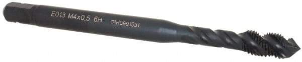 DORMER - M4x0.50 Metric Fine 3 Flute 6H Bottoming Spiral Flute Tap - Cobalt, Oxide Finish, 53mm OAL, Right Hand Flute, Right Hand Thread, Series E013 - USA Tool & Supply