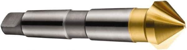 DORMER - 3 Flute 90° High Speed Steel Countersink - TiN Finish, 106mm OAL, Single End, Morse Taper Shank, Right Hand Cut - USA Tool & Supply