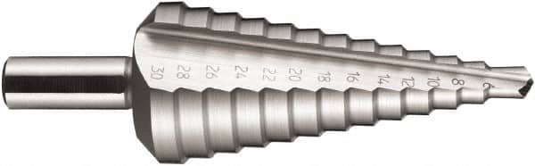 DORMER - 13 Hole Sizes, 6 to 30mm Hole Diam High Speed Steel Step Drill Bit - USA Tool & Supply