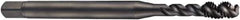 DORMER - #8-32 UNC 3 Flute 2B Bottoming Spiral Flute Tap - Cobalt, Oxide Finish, 63mm OAL, Right Hand Flute, Right Hand Thread, Series EX21 - Exact Industrial Supply