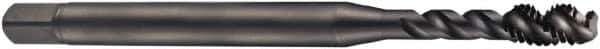 DORMER - 3/8-16 UNC 3 Flute 2B Bottoming Spiral Flute Tap - Cobalt, Oxide Finish, 100mm OAL, Right Hand Flute, Right Hand Thread, Series EX21 - USA Tool & Supply