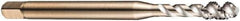 DORMER - 7/16-14 UNC 3 Flute 2B Bottoming Spiral Flute Tap - Cobalt, Bright Finish, 100mm OAL, Right Hand Flute, Right Hand Thread, Series EX20 - USA Tool & Supply