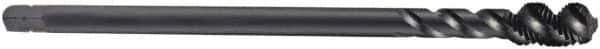 DORMER - M4x0.50 Metric Fine 3 Flute 6H Bottoming Spiral Flute Tap - Cobalt, Oxide Finish, 63mm OAL, Right Hand Flute, Right Hand Thread, Series EX11 - Exact Industrial Supply