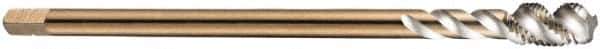 DORMER - M20x1.00 Metric Fine 4 Flute 6H Bottoming Spiral Flute Tap - Cobalt, Bright Finish, 125mm OAL, Right Hand Flute, Right Hand Thread, Series EX10 - USA Tool & Supply