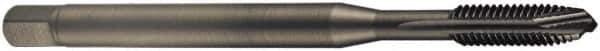 DORMER - #10-32 UNF, 3 Flute, Oxide Finish, Cobalt Spiral Point Tap - Bottoming Chamfer, Right Hand Thread, 70mm OAL, 13mm Thread Length, 6mm Shank Diam, 2B Class of Fit, Series EP31 - Exact Industrial Supply