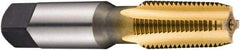 DORMER - 1/4-18 NPT Thread, 4 Flute Standard Pipe Tap - 75mm OAL, 27mm Thread Length, TiN Finish, High Speed Steel - Exact Industrial Supply