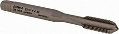 DORMER - 1/4-36 UN 2B 3 Flute Bright Finish High Speed Steel Straight Flute Machine Tap - Bottoming, Right Hand Thread, 66mm OAL, 13mm Thread Length, Oversize - Exact Industrial Supply