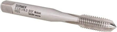 DORMER - 5/16-22 BSF 3 Flute Bright Finish High Speed Steel Straight Flute Machine Tap - Plug, Right Hand Thread, 72mm OAL, 18mm Thread Length, Oversize - USA Tool & Supply