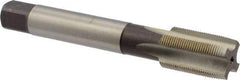 DORMER - M18x1.00 Metric Fine 6H 4 Flute Bright Finish High Speed Steel Straight Flute Machine Tap - Taper, Right Hand Thread, 112mm OAL, 29mm Thread Length, Oversize - Exact Industrial Supply
