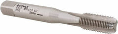 DORMER - M10x1.00 Metric Fine 6H 3 Flute Bright Finish High Speed Steel Straight Flute Machine Tap - Bottoming, Right Hand Thread, 80mm OAL, 18mm Thread Length, Oversize - Exact Industrial Supply