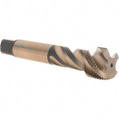 DORMER - M28x1.50 Metric Fine 4 Flute 6H Bottoming Spiral Flute Tap - Cobalt, Bright Finish, 140mm OAL, Right Hand Flute, Right Hand Thread, Series EX10 - USA Tool & Supply