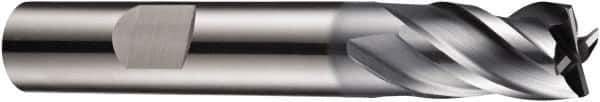 DORMER - 4 Flute Solid Carbide Roughing & Finishing Square End Mill - AlCrN Finish, Weldon Shank, 35° Helix, Centercutting, Stub Length - USA Tool & Supply